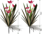 Homight Metal Agave Plant Outdoor Decoration Lily Mexican Yard Art Garden Gift Home Decor Hand Painted Metal Agave Garden Yard Statue, Outdoor Lawn Ornaments (2 Big Red Lilies)
