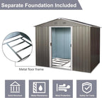 8 x 6 FT Outdoor Storage Shed, Metal Garden Shed with Floor Frame, Large Tool Shed Outdoor Storage with Lockable Sliding Doors & Air Vents, Storage House Waterproof for Backyard, Lawn, Gray