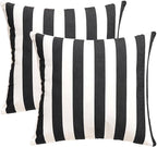 Pack of 2 Decorative Outdoor Throw Pillows 23" x 23" Square Garden Cushion for Patio Sofa Thick Cushion for Couch,Sofa,Black Stripes