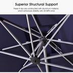 PURPLE LEAF 10 FT Patio Offset Umbrella Outdoor Cantilever Umbrella Hanging Umbrellas, 36 Month Fade Resistance & Water-repellent UV Protection Fabric Canopy with Crank & Water Tank Base (Navy Blue)