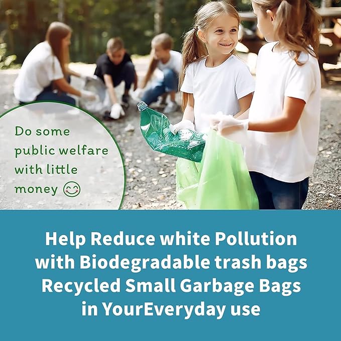 Biodegradable Trash Bags 8 Gallon, 100 Count Small Compost Bags, Compostable Strong Bathroom Garbage Bags with Tear & Leak Resistant, Recycling Eco-Friendly Trash Can Plastic Liner