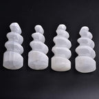 JIC Gem 4 pcs Selenite Tower Spiral Crystal Skyscraper 4" Tall White Healing Stones Home Decoration