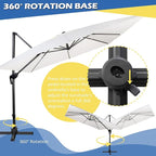 Sunnyglade 10x10Ft Cantilever Patio Umbrella Square 360° Rotation & Integrated Tilting System Offset Umbrella with 8 Sturdy Ribs, Fade-resistant & Waterproof for Garden Backyard Poolside Deck