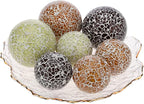 6 PCS 2.5inch Round Glass Mosaic Sphere Balls Set Living Room Table Bowls Vases Home Centerpieces Decorative Orbs Christmas Thanksgiving Wedding Party