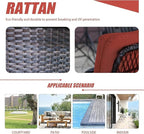 Patio Furniture Set Swivel Rocker, Outdoor Patio Chairs, 3 Piece Suit Porch Furniture Rocking Set, Backyard Rocker Rattan Chair, with Thickened Cushions and Glass Coffee Table(Wine Red)