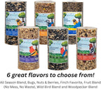 JCs Wildlife No Mess, No Waste Fruit Blend Premium Bird Seed Small Cylinder with Hole, 2 lb (6 Cylinder)