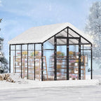 VEVOR Polycarbonate Garden Greenhouse, 8 x 10 Ft, with 2 Ventilation Windows, Hinged Door, Pavilion Style, Large Aluminium Greenhouse Kit, Flower Plant Shelter for Outdoors, Backyard