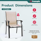 Pamapic Patio Chairs Set of 4, All-Weather Textilene Ergonomic Outdoor Dining Chairs for Garden Backyard Poolside Deck, Beige