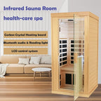 1 Person Infrared Sauna Indoor Sauna Room for Home, 8pcs Infrared Carbon Heating Panels, Hemlock Personal Saunas with Clothing Hanging Rod, LCD Display, Blue-Tooth, LED Reading Lamp
