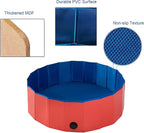 Foldable Pet Dog Kids Swimming Pool(40'' x 12''),Plastic Anti-Slip PVC Bathing Tub Swimming Pool Durable Fiberboard Kiddie Pool Red