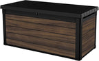 Keter Signature Collection 150 Gallon Resin Deck Box Organization and Storage for Patio Outdoor Cushions, Throw Pillows, Garden Tools and Pool Supplies, Rosewood