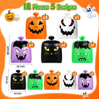 Qilery 18 Pcs Halloween Leaf Lawn Bags Plastic Pumpkin Trash Bags for Leaves with Twist Ties for Halloween Yard Garden Outdoor Party Favors Decorations