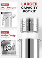 30QT Outdoor Turkey Fryer Set | Stainless Steel | Cover & Basket Included | 50,000BTU Propane Gas Burner | Seafood Boil Pot | Perfect Outdoor Cooker for Turkey, Crawfish, Crab, Shrimp & Lobster