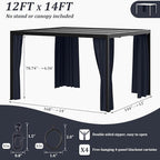 Gazebo Universal Replacement Privacy Curtain,12'×14' Gazebo Outdoor Waterproof Curtains, 4-Panels Sidewall Curtains with Double Zipper for Patio Canopy, Garden and Backyard (Curtain Only)