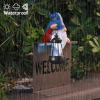 Bshine Gnome Garden Statue Outdoor Decor Solar Lights, Gnome Fence Hanging Solar Lantern, Creative Housewarming Gift Suitable for Lawn Ornaments, Porch, Patio, Path, Backyard Decoration
