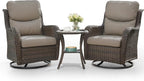 HUMMUH High Back Outdoor Swivel Rocker Patio Chairs Set of 2, with 5-Inch Thick Cushions and Side Table,All-Weather Patio Furniture for Porch,Poolside, Deck, and Yard