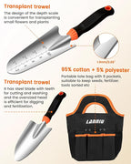 Garden Tool Set, 7 Piece Stainless Steel Heavy Duty Gardening Tool Set, with Non-Slip Rubber Grip, Storage Pocket, Ideal Garden Tool Kit Gift for Women/Parent (7-Piece Set)