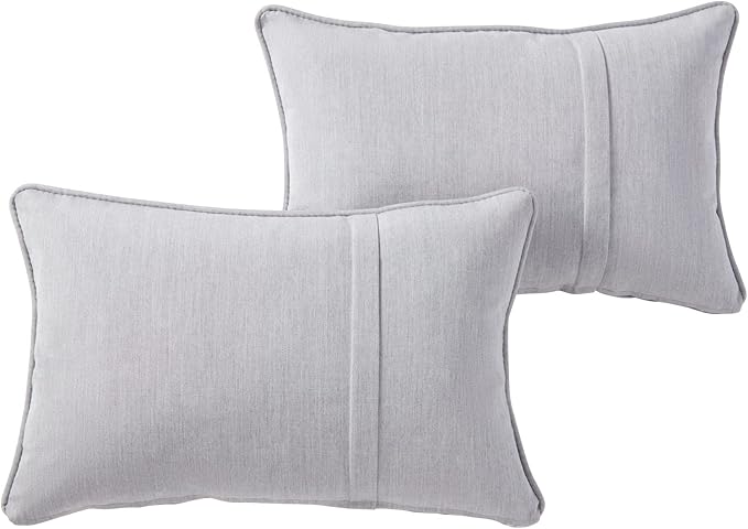Greendale Home Fashions Sunbrella 21" x 14" Rectangle Outdoor Throw Pillow with Removable Cover (Set of 2), Canvas Granite 2 Count