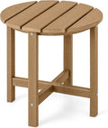 Tangkula Round Outdoor Side Table, 18 Inch Weather Resistant HDPE Adirondack Table, Outdoor Indoor Chairside End Tables, Patio Side Table for Lawn Garden Balcony Backyard, Easy Assembly (1, Brown)