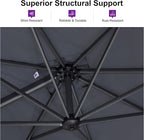 PURPLE LEAF 11 Feet Patio Umbrella with Base Outdoor Cantilever Round Umbrella Aluminum Offset Umbrella with 360-degree Rotation for Garden Deck Pool Patio Light Grey