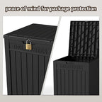 48 Gallon Large Package Delivery Box,Storage Box with Lockable Secure,Double-Wall Resin Outdoor Package Delivery and Waterproof Deck Box for Porch, Curbside (Black)