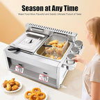 Stainless Steel Low Pressure Gas Deep Fryer with Frying Baskets and Lid, 12.7QT/12L Capacity Countertop Deep Fryer Oil Frying Pot Kitchen Frying Machine Table Snack Fryer Double Cylinder Gas Fryer