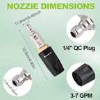Adjustable Downstream Soft Wash Nozzle, Shooter Tip M5 Long Range Soap Twist Chemical Nozzle with 0-60° Spray Pattern, for Pressure Washer 1700-6000 PSI, 3-7 GPM, 1/4 in Quick Connect