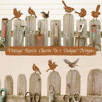 Rusty Bird Decor, Metal Yard Art, Yard Decorations Outdoor, Metal Bird Wall Art, Fence Decorations Outdoor, Rustic Garden Decor, Garden Sculptures Statues, Bird Lover Gifts (Pack of 5)