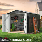 Polar Aurora Outdoor Storage Shed, Metal Garden Shed with Updated Frame Structure, Tool Sheds for Backyard Garden Patio Lawn (Black, 8x8 FT)
