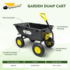 Garden Dump Cart, Heavy-Duty Utility Wagon with 1200 lbs Capacity, 6 Cu Ft Bed, 12.6" Pneumatic Tires, 180° Pivot Steering for Yard, Lawn, and Beach Use