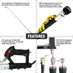 JANZ 25 FT Pressure Washer Telescoping Wand with Power Washer Extension Wands, Brush Head, Gutter Cleaner, 7 Spray Nozzle Tips, 2 Hose Adapters and Support Belt