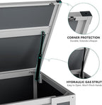 DWVO 41Cu.ft Horizontal Resin Storage Shed Without Shelf, All Weather 4.7x2.5 FT Outdoor Storage Shed with Hydraulic Struts, 3 Locks, Lockable to Floor for Garden Tools, Trash Cans, Gray