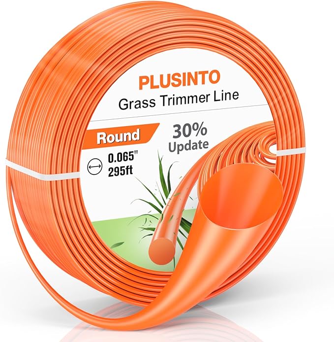 String Trimmer Line .065", 295 Feet Weed Eater String, Round Trimmer Line for Universal Replacement, Orange Premium Nylon String Trimmer Line for Light Grass&Weeds