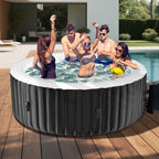 DoCred 4-6 Person Inflatable Hot Tub, 82" X 82" X 25" Round Blow up Portable Hot tub with 130 Bubble Jets, Large Outdoor Spa Bathtub Set Included Heater Pump, Insulated Cover and Filter