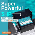 In/Above Ground Pool Pump, Self Primming High Flow (Single Speed, 3HP, 8964 GPH, 220V)
