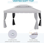 Outsunny 10' x 13' Patio Gazebo, Outdoor Gazebo Canopy Shelter with Netting and Curtains, Aluminum Frame for Garden, Lawn, Backyard and Deck, Light Gray