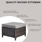 Rilyson Wicker Outdoor Patio Furniture Set - 5 Piece Patio Conversation Sets with Swivel Rocker Chairs, Ottomans and Side Table, 6 inch Cushions, Waterproof Wicker, for Porch Deck Brown/Grey