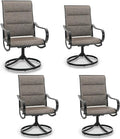 MFSTUDIO Swivel Patio Dining Chairs Set of 4, Outdoor Dining Chairs with Padded Textilene Fabric & Sturdy Metal Frame, All Weather Outdoor Sling Furniture Chairs for Deck, Backyard, Garden and Lawn
