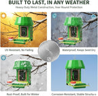 Avinory Metal Smart Bird Feeder with 2K HD Camera with Pole Dia 1 in,Solar Powered,AI Identification for 12000+ Species,2.4GHz Wireless,Squirrel-Proof Design,Chew-Proof,Easy Setup for Outdoor Garden