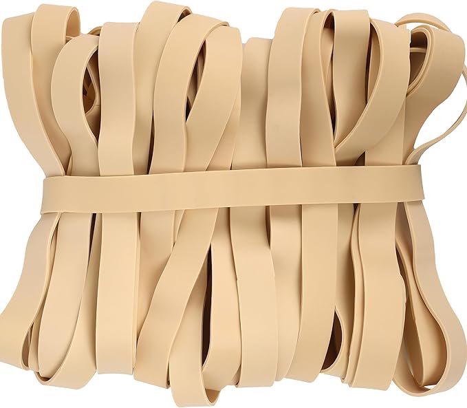 Rubber Bands Size#107 Heavy Duty Big Wide rubber band 30PCS Elastic Bands for Office Supply Trash Can File Folders Litter Box Rubber Bands (Light brown)