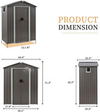 Vongrasig 5 x 3 FT Outdoor Storage Shed, Metal Shed Small Garden Tool Storage Shed with Window and Lockable Door for Outside Backyard Patio Lawn (Grey)