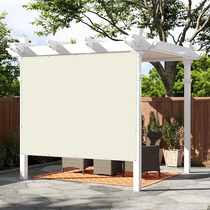 SUNNY GUARD Shade Cloth Custom Size 8x23 FT Sun Shade Screen Fabric Shade Cover Tarp with Grommets for Pergola Backyard Garden, Butter Cream(We Customized)