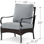 PHI VILLA Outdoor Wicker Chairs Sofa of 2, All Weather High Back Rattan Chairs 2 Seats with Comfy Cushions for Porch Deck