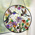 Stained Glass Hummingbird Suncatcher Window Hanging - Handmade Stained Glass Bird Suncatchers for Windows Hanging - Wildflowers Sun Catchers Wall Art Home Garden Decor Panel Gifts for Women Mom Wife