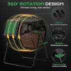 Compost Tumbler 45 Gallon/170L, Easy-Assemble Dual Chamber Compost Bin Outdoor, 360°Rotating Large Composter for Outside, Backyard, Garden, Gifts for Seasoned Gardeners & Beginners-Green