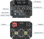 4000 Watt Power Inverter, Car Inverter 12V DC to 110V/120V AC Converter with LCD Display, 4 AC Outlets, USB Port & Remote Controller for RV, Truck, Off-Grid Solar System