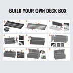 VEVOR Deck Box, 120 Gallon Outdoor Storage Box, 56.3" x 26.6" x 23.8", Waterproof PP Deckbox with Aluminum Alloy Padlock, for Patio Furniture,Garden Tools, Outdoor Cushions, Gray