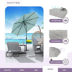 Midtown Umbrellas Sunbrella Umbrella 9 Feet Outdoor Umbrella With Infused Gem Acrylic Fabric - Auto-Tilt Aluminum Frame Patio Umbrella For Backyard, Deck, Garden, Pool - Black Pole