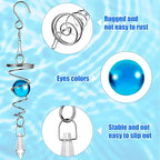 Jetec 3 Pcs Gazing Ball Spiral Tail Decorative Wind Spinner Stabilizer Indoor Outdoor Hanging Wind Ball Spinner with Hanging Swivel Hook for Garden Balcony Decoration (Red, Sky Blue, Navy Blue)