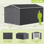 10x14 FT Outdoor Storage Shed, Metal Shed with Lockable Door, Large Heavy Duty Tool Sheds, Outside Waterproof Storage Building